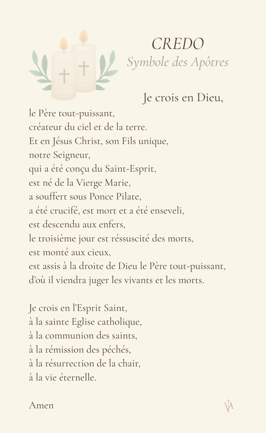 Carte de prière - CREDO