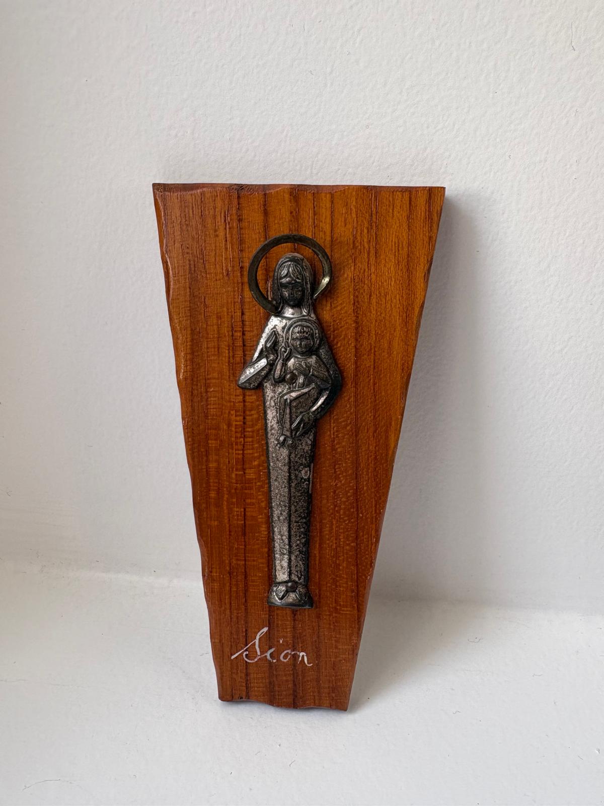 Plaque murale ancienne – Vierge à l’Enfant